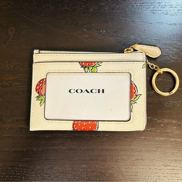 🍓Back In Stock!! Coach Mini Skinny ID Case with Strawberry Design!🍓 - Picture 4 of 7